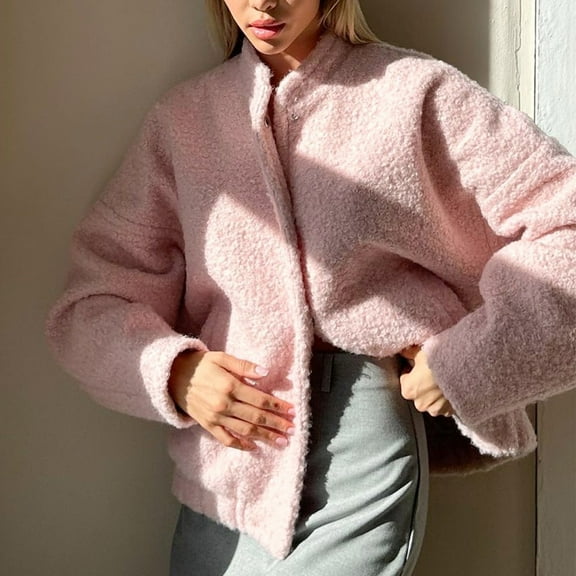 Fartey Fleece Jackets for Women Oversized Long Sleeve Button Up Warm Coats Soft Comfy Fuzzy Sherpa Coat Loose Fit Solid Color Drop Shoulder Outwear with Pockets