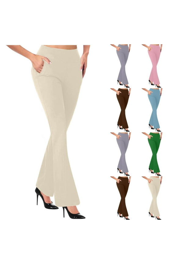 Formal Pants for Women Dressy Casual Business Work Pants High Waist Stretchy Trousers Fashion Solid Color Office Pant Light Blue XL