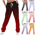 thumbnail image 1 of Fartey Gradient Sweatpants for Women Elastic Waist Drawstring Lounge Athletic Pants Casual Comfy Warm Fleece Jogger Sweatpant with Pockets Hot Pink M, 1 of 5