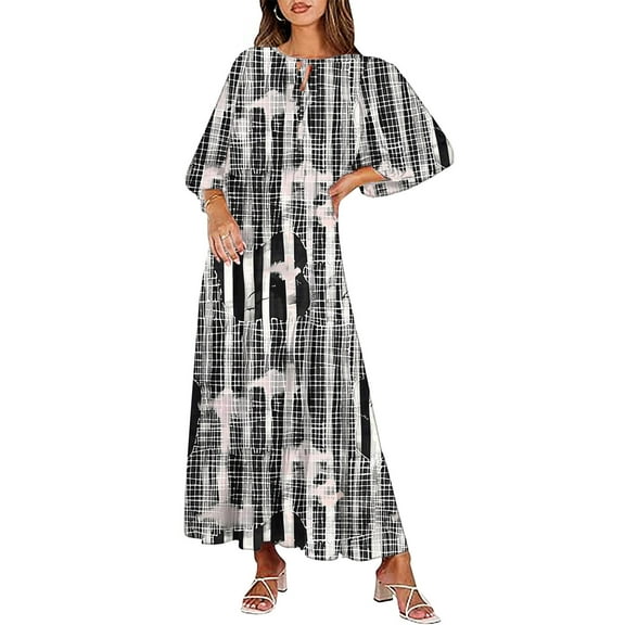 Fartey Halloween Costumes Womens 2024 Trendy Fall Long Sleeve Crew Neck Tunic Dress Funny Bat Print A-Line Dress Masquerade Dresses with Belt Halloween Party Midi Dresses