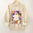 thumbnail image 1 of Fartey Halloween Ghost Print Sweatshirts for Women 2025 Casual Fall Crewneck Long Sleeve Pullover Cute Oversized Holiday Sweatshirts Khaki XS, 1 of 4