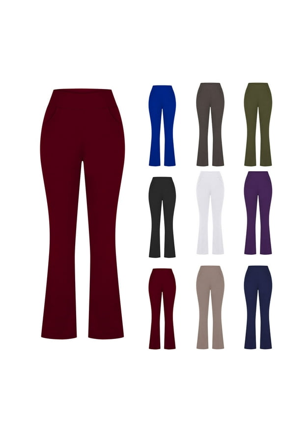 High Waisted Yoga Pants for Women Plus Size Bootcut Flare Wide Leg Pants Slim Fit Gym Workout Stretch Pant Lightweight Comfy Bell Bottom Navy XL