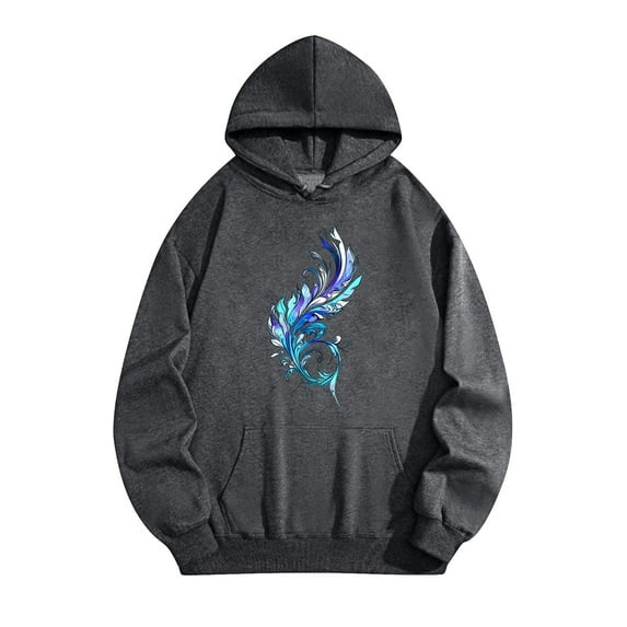 Fartey Hoodies for Women Long Sleeve Drawstring Hooded Sweatshirts Fall Winter Fleece Pullover Tops Fashion Graphic Hoodie with Pockets Gray S