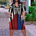 thumbnail image 1 of Fartey Independence Day Dresses for Women Plus Size Short Sleeve V Neck Knee Length Sun Dress 4th of July Summer Beach Patriotic Midi Dress with Pocket, 1 of 5