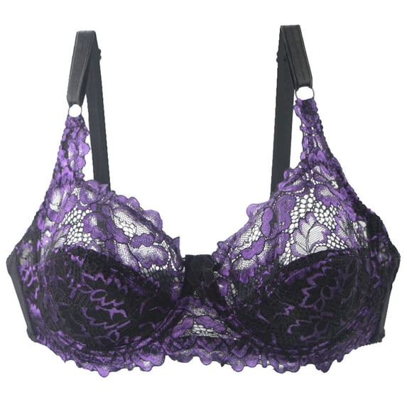 Fartey Lace Bra for Women Full Coverage Lift Up Bras with Underwire Comfortable Breathable Gathering Bra Soft Adjustable Strap Everyday Underwear