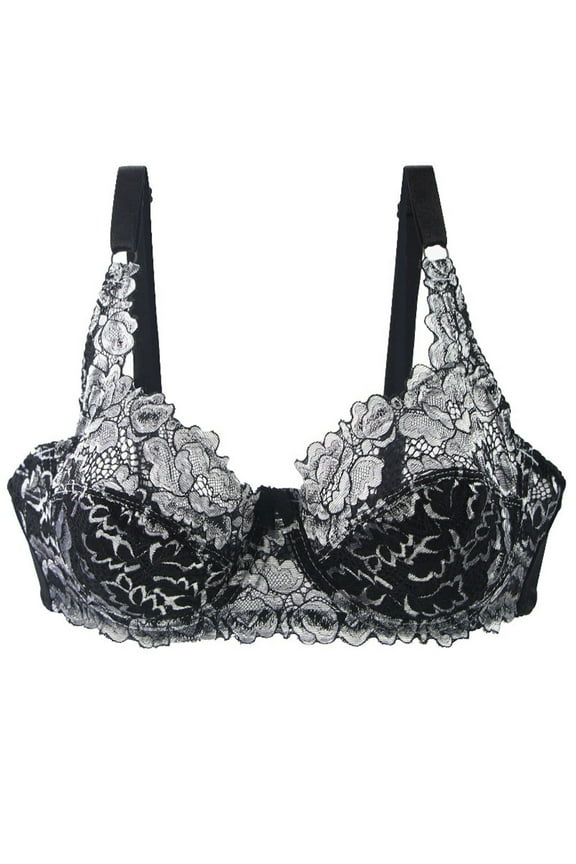 Lace Bra for Women Full Coverage Lift Up Bras with Underwire Comfortable Breathable Gathering Bra Soft Adjustable Strap Everyday Underwear