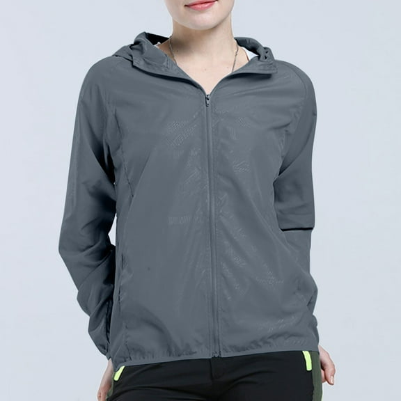 Fartey Lightweight Rain Jacket for Women Waterproof Full Zip Hooded Raincoat Plus Size Outdoor Hiking Windbreaker Jackets with Pockets Gray M