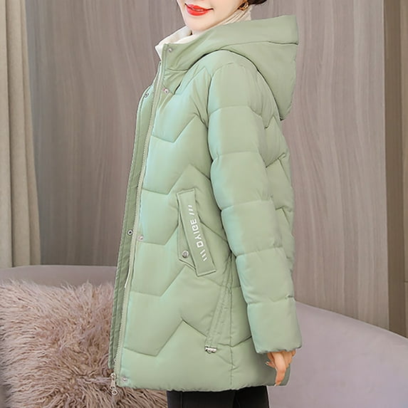 Fartey Long Coats for Women Winter Thicken Long Down Hoodie Coat Casual Loose Long Sleeve Warm Coats Oversized Solid Color Padded Outerwear with Pockets