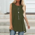 thumbnail image 1 of Fartey Long Tank Tops for Women 2025 Summer Sleeveless Shirts Soft Comfy Solid Color Crew Neck Camis Top Loose Flowy Beach Vacation Camisoles Army Green S, 1 of 6
