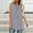 thumbnail image 1 of Fartey Long Tank Tops for Women 2025 Summer Sleeveless Shirts Soft Comfy Solid Color Crew Neck Camis Top Loose Flowy Beach Vacation Camisoles Gray L, 1 of 6