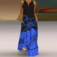 thumbnail image 1 of Fartey Maxi Dresses for Women 2025 Boho Floral Print Dress Slim Fit Summer Sleeveless V Neck Dress Loose Flowy Long Beach Sundress Black S-2XL, 1 of 3