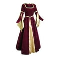 thumbnail image 1 of Fartey Medieval Renaissance Dress for Women Gold Velvet Vintage Long Sleeves Gown Victorian Cocktail Dress Halloween Maxi Dresses Costumes, 1 of 5