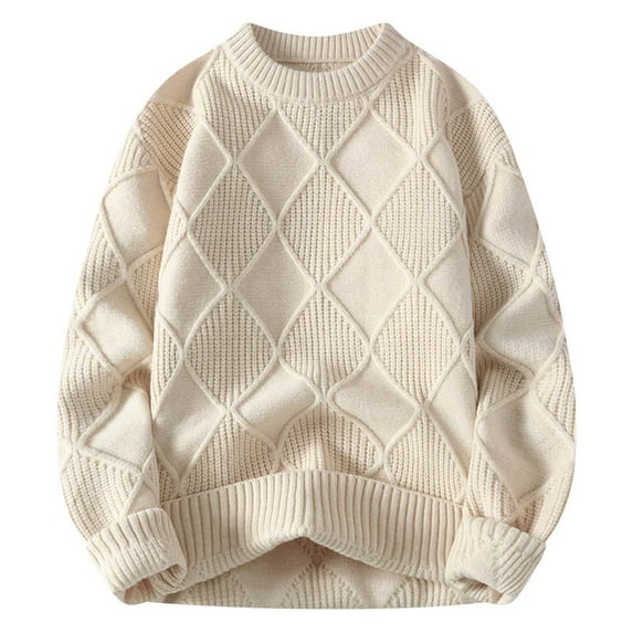 Fartey Men Oversized Sweater Vintage Graphic Knit Pulover Sweaters Autumn Winter Long Sleeve Sweater Loose Casual Round Neck Jumper Sweaters