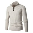 thumbnail image 1 of Fartey Men's Quarter Zip Sweater Slim Fit Mock Neck Long Sleeve Pullover Sweater Casual Ribbed Knit Turtleneck Sweaters Fashion Simple Solid Color Sweater, 1 of 5