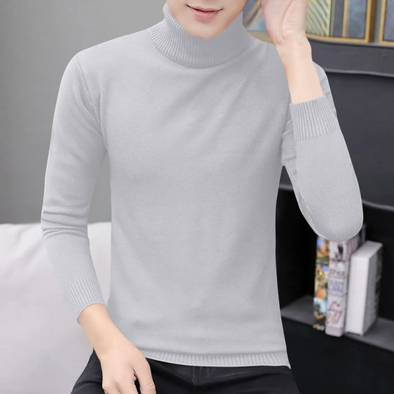 Fartey Men's Slim Fit Mock Turtleneck Pullover Sweater Casual Basic Knitted Thermal Sweaters Fashion Solid Color Long Sleeve Warm Sweaters
