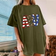 thumbnail image 1 of Fartey Oversized American Flag Shirt for Women 4th of July Patriotic Tshirt Cute USA Star Stripes Graphic Tees Memorial Day Short Sleeve Tops Army Green S, 1 of 5