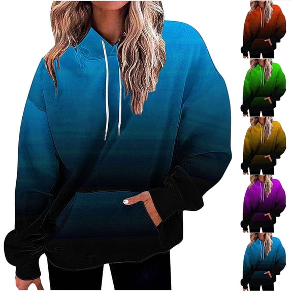 Fartey Oversized Gradient Hoodies for Women Plus Size Long Sleeve Drawstring Hooded Sweatshirts Loose Casual Drop Shoulder Pullover Tops with Pockets Yellow 2XL