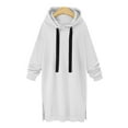 thumbnail image 1 of Fartey Oversized Long Hoodies for Women Fashion Simple Solid Color Fleece Sweatshirts Split Hem Drawstring Hooded Pullover Tops Loose Casual Long Sleeve Sweatshirt with Pockets, 1 of 7