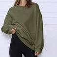 thumbnail image 1 of Fartey Oversized Sweatshirts for Women Fall Winter Crew Neck leece Pullover Tops Simple Fashion Solid Color Long Sleeve Sweatshirt Y2k Going Out Clothes,Army Green,L, 1 of 6