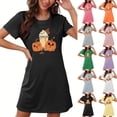 thumbnail image 1 of Fartey Plus Size Graphic Nightgowns for Women Soft Comfy Short Sleeve Crew Neck Pajamas Cute Halloween Print Sleepwear Loose Casual Short Nightdress White 3XL, 1 of 5