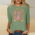 thumbnail image 1 of Fartey Plus Size Happy Easter Shirts for Women 2025 Trendy Crew Neck 3/4 Sleeve Tunic Tops Cute Bunny Printed Graphic Tees Dressy Casual Holiday Blouses Mint Green S-5XL, 1 of 6