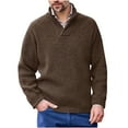 thumbnail image 1 of Fartey Plus Size Mens Stand Collar Pullover Sweater Business Casual Ribbed Knit Sweaters Chunky Winter Long Sleeve Thermal Sweater Loose Fit Solid Color V Neck Jumper Sweaters, 1 of 5