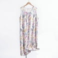 thumbnail image 1 of Fartey Plus Size Nightgowns for Women Sleeveless Sleepwear Wide Strap Floral Print Sleep Shirts Loose Casual Pleated Nightdress Purple 4XL, 1 of 3