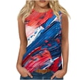 thumbnail image 1 of Fartey Plus Size Red White Blue Tank Tops for Women American Flag Sleeveless Patriotic Tee Shirts 4th of July Patriotic Undershirt Loose Casual Festival Blouses Blue S, 1 of 5
