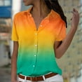 thumbnail image 1 of Fartey Plus Size Shirts for Women Fashion Gradient Tie Dye Short Sleeve Tee Shirts Business Casual V Neck Lapel Button Down Tops Summer Loose Comfy Blouses, 1 of 5