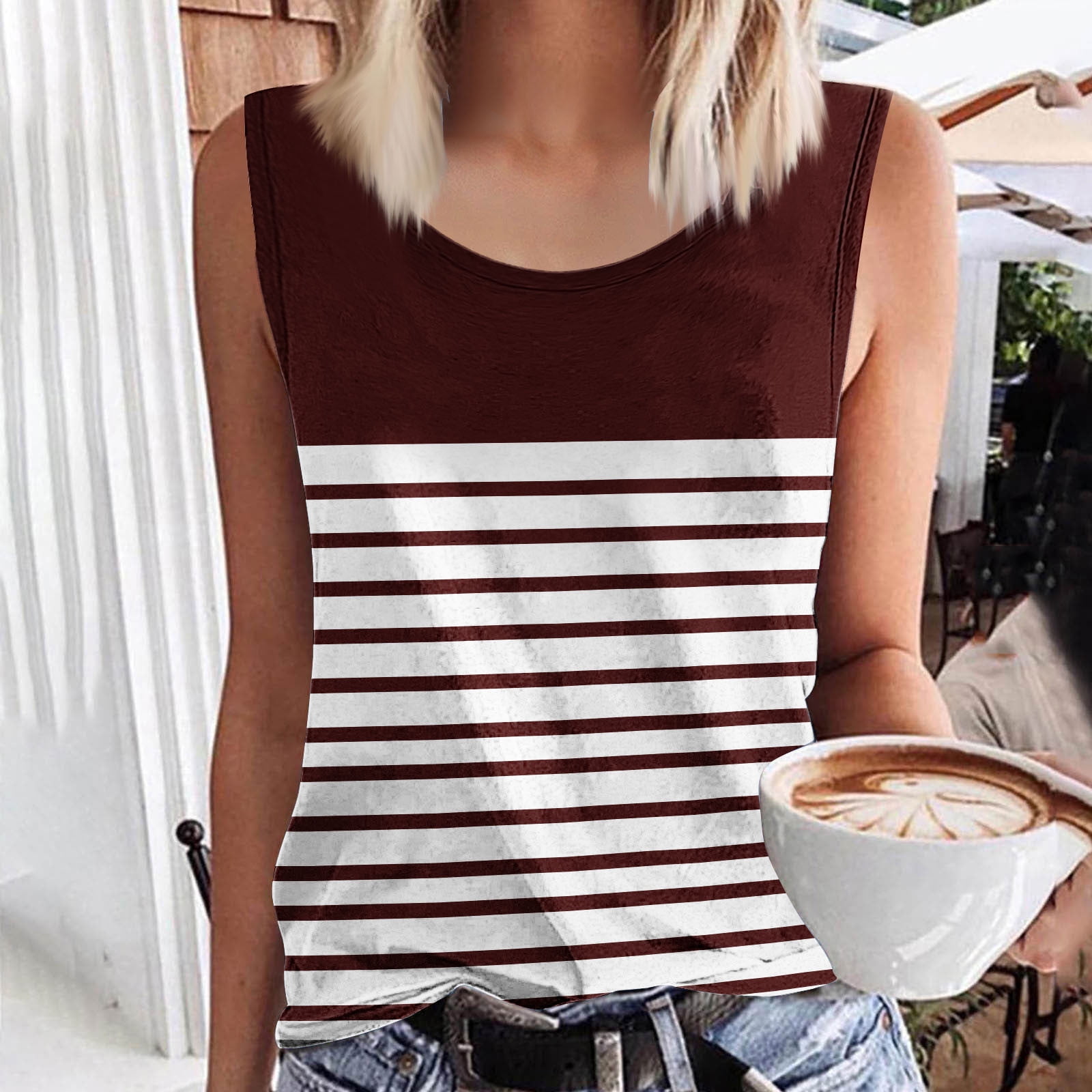 Airy Horizon Striped Tank Top main image 0