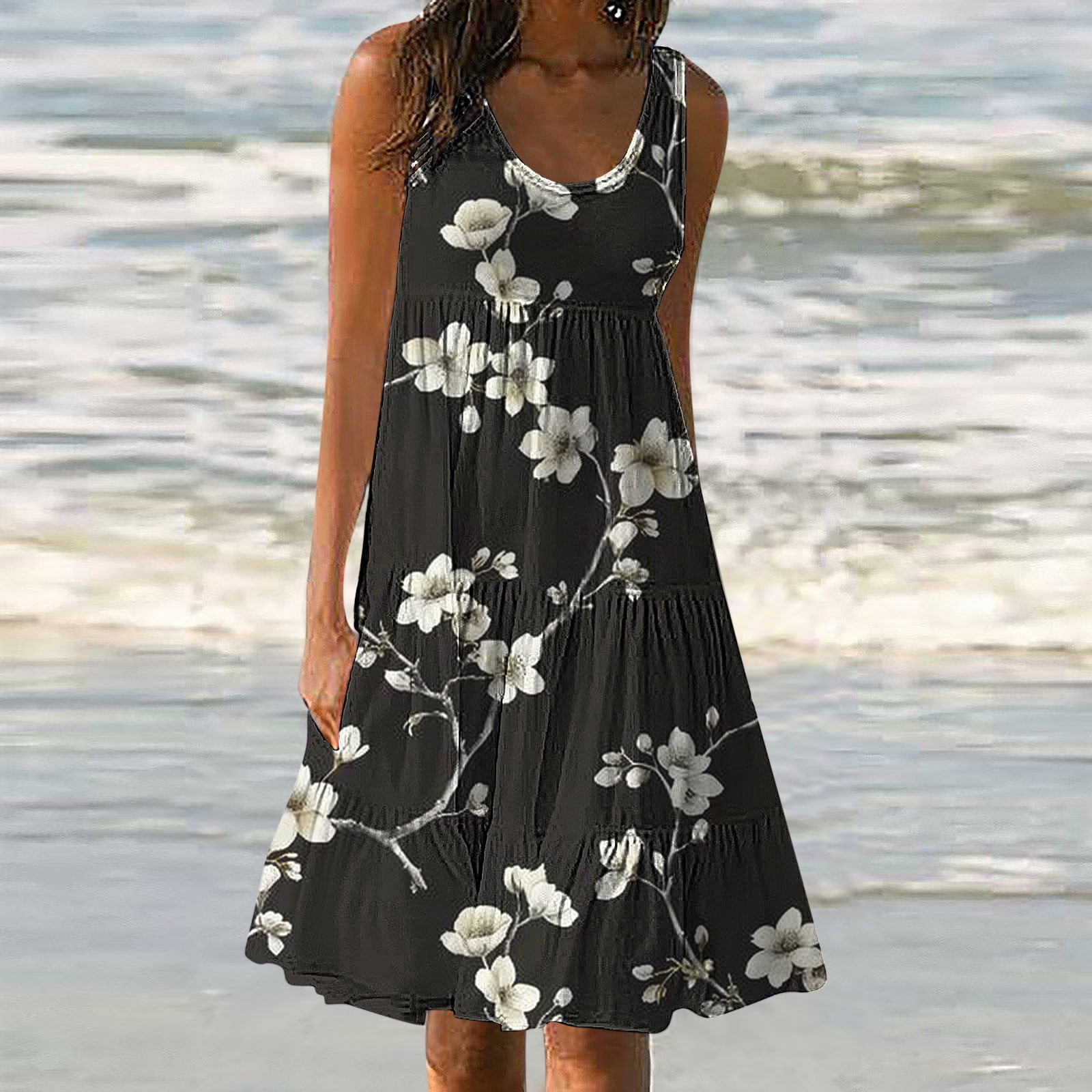 Fartey Plus Size Summer Beach Dresses for Women 2025 Casual Loose Crew ...