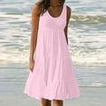 thumbnail image 1 of Fartey Plus Size Summer Dresses for Women Clearance Sleeveless Scoop Neck Swing Beach Sundress Pleated Swing Flowy Tiered Tank Midi Dresses, 1 of 5