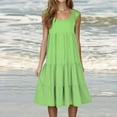 thumbnail image 1 of Fartey Plus Size Summer Tank Dresses for Women 2025 Sleeveless Crew Neck Sundress Fashion Solid Color Midi Dress Flowy Tiered Swing Beach Vacation Dress Mint Green L, 1 of 6