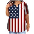 thumbnail image 1 of Fartey Plus Size Women American Flag Shirt 4th of July Patriotic V Neck T Shirts Independence Day Graphic Tees Summer Short Sleeve Tops Gifts Clothes Blue XXXL, 1 of 5
