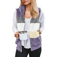 thumbnail image 1 of Fartey Plus Size Womens Fleece Vest with Hood Casual Warm Sleeveless Zip Up Sherpa Vest Jacket Lightweight Cozy Winter Coats Fashion Color Block Waistcoat with Pockets M, 1 of 4