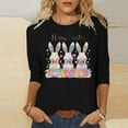 thumbnail image 1 of Fartey Plus Size Womens Happy Easter Shirts Slim Fit Spring Summer Tunic Tops Cute Bunny Graphic Tees Soft Comfy 3/4 Sleeve Crew Neck Blouses Black S-5XL, 1 of 6