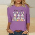 thumbnail image 1 of Fartey Plus Size Womens Happy Easter Shirts Slim Fit Spring Summer Tunic Tops Cute Bunny Graphic Tees Soft Comfy 3/4 Sleeve Crew Neck Blouses Purple S-5XL, 1 of 6