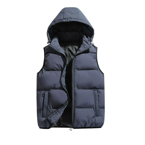 Fartey Plus Size Womens Hooded Puffer Vest Lightweight Down Vest with Removable Hood Fashion Zip Up Sleeveless Outerwear Thicken Warm Winter Coat with Pockets L