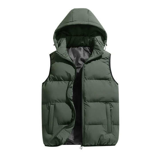 Fartey Plus Size Womens Hooded Puffer Vest Lightweight Down Vest with Removable Hood Fashion Zip Up Sleeveless Outerwear Thicken Warm Winter Coat with Pockets 3XL