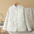 thumbnail image 1 of Fartey Plus Size Womens Quilted Coat Dressy Casual Button Down Lapel Jacket Trendy Patchwork Diamond Jacket Loose Fit Long Sleeve Winter Coats with Pockets, 1 of 7