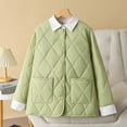 thumbnail image 1 of Fartey Plus Size Womens Quilted Coat Dressy Casual Button Down Lapel Jacket Trendy Patchwork Diamond Jacket Loose Fit Long Sleeve Winter Coats with Pockets, 1 of 5