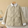 thumbnail image 1 of Fartey Plus Size Womens Quilted Coat Dressy Casual Button Down Lapel Jacket Trendy Patchwork Diamond Jacket Loose Fit Long Sleeve Winter Coats with Pockets, 1 of 5