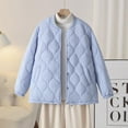thumbnail image 1 of Fartey Plus Size Womens Quilted Jacket Coat Casual Crew Neck Button Up Winter Coats Lightweight Winter Solid Color Long Sleeve Outwear with Pockets, 1 of 6
