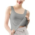 thumbnail image 1 of Fartey Plus Size Womens Seamless Ice Silk Pajamas Square Neck Sleeveless Tank Tops Fashion Simple Solid Color Nightshirt Gray 2XL, 1 of 8