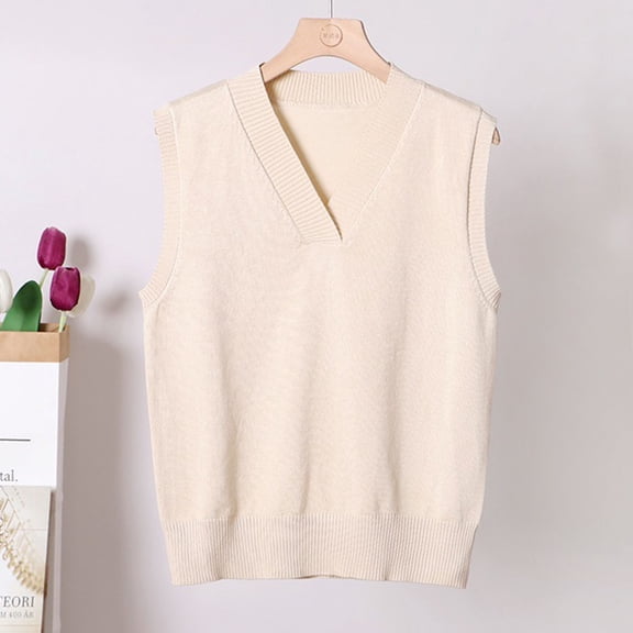 Fartey Plus Size Womens Sweaters Vest 2025 Fall Knitted V Neck Pullover Sweater Fashion Solid Color Sweaters Loose Casual Sleeveless Knitwear Pullover Tank Tops