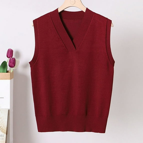 Fartey Plus Size Womens Sweaters Vest 2025 Fall Knitted V Neck Pullover Sweater Fashion Solid Color Sweaters Loose Casual Sleeveless Knitwear Pullover Tank Tops