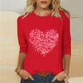 thumbnail image 1 of Fartey Plus Size Womens Valentine's Day Shirts Slim Fit 3/4 Sleeve Tunic Tops Cute Heart Graphic Crew Neck T Shirts Dressy Casual Valentines Day Print Blouses 2025 S-5XL, 1 of 5