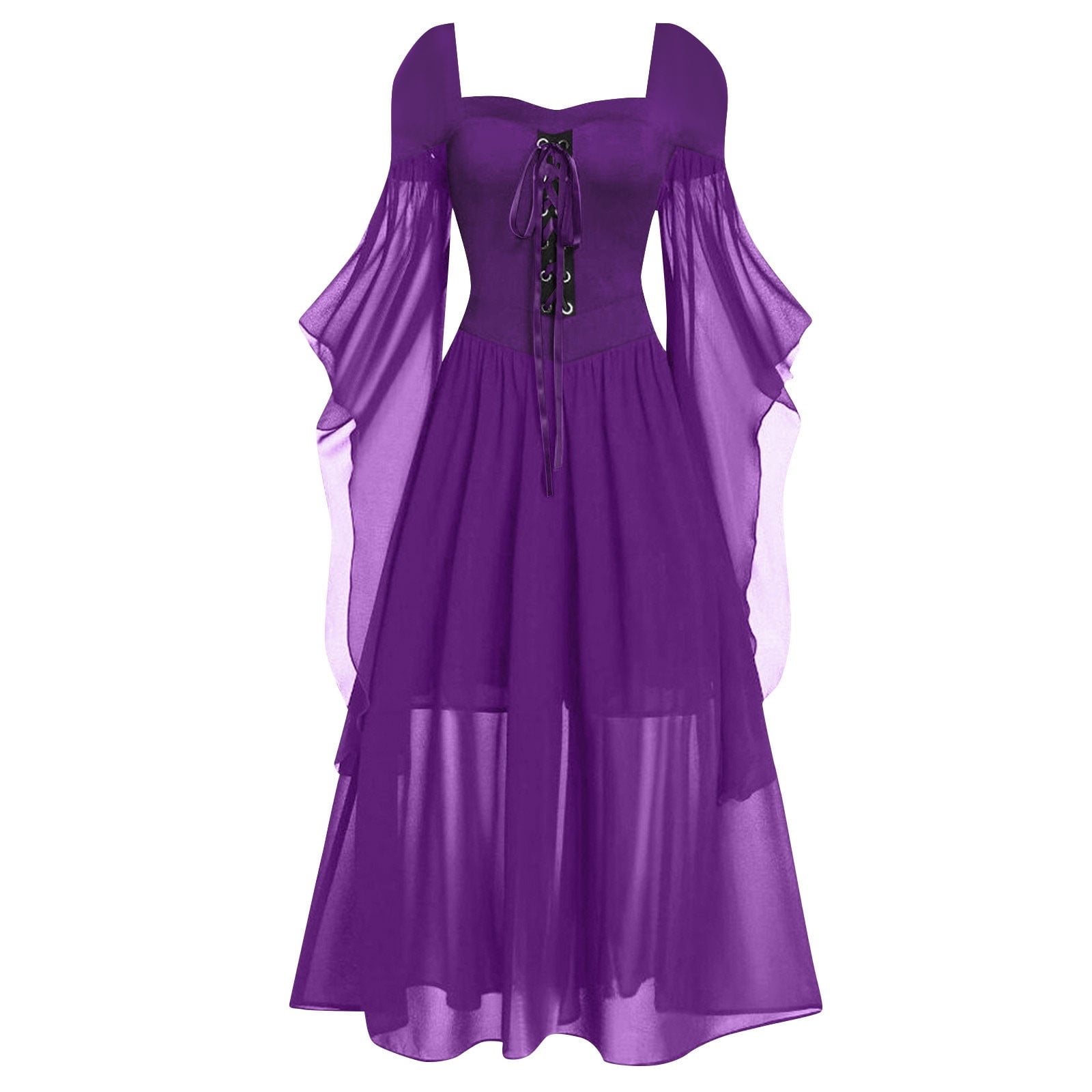 Women's Gothic Dress - Renaissance Retro Batwing Sleeve Corset Dress, Plus Size Halloween Or Costume Party Dress