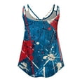 thumbnail image 1 of Fartey Retro American Flag Tank Tops for Women 4th of July Eyelet Sleeveless Shirts Loose Breathable Spaghetti Strap Camisoles Scoop Neck Patriotic Camis Top Red L, 1 of 5