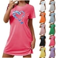 thumbnail image 1 of Fartey Short Nightgowns for Women Cute Heart Graphic Sleepwear Soft Comfy Crewneck Short Sleeve Sleepwear Loose Casual Nightdress Hot Pink M, 1 of 8